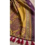 Premium Olive & Purple Tie Dye Unstitched Lawn 3 Pc Suit - Festive Cut Dana Embroidered Summer Dress with Mustard Geometric Pattern Dupatta