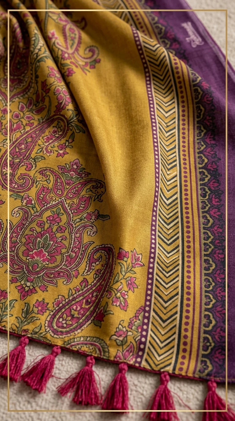 Premium Olive & Purple Tie Dye Unstitched Lawn 3 Pc Suit - Festive Cut Dana Embroidered Summer Dress with Mustard Geometric Pattern Dupatta