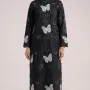 Elegant Black Embroidered Kurta with Butterfly Motif - Premium Cotton 2-Piece Ethnic Wear Suit for Women - Pakistani Designer Outfit