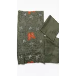 Premium Olive Green Embroidered Lawn 2 Pcs with Rust Butterfly Patch - Women Summer Soft Cotton Traditional Suit - Luxury Pakistani Outfit