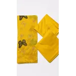 Vibrant Yellow Embroidered Lawn 2 Pcs Suit with Black Butterfly Patches - Women Luxury Traditional Summer Collection - Pakistani Outfit