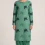 Elegant Green Embroidered Lawn 2 Pcs Suit with Navy Butterfly Patches - Women Luxury Unstitched Summer Collection - Premium Pakistani Outfit