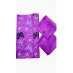 Elegant Purple Embroidered Lawn 2 Pcs Suit with Magenta Butterfly Patches - Women Luxury Unstitched Summer Collection - Premium Pakistani Outfit