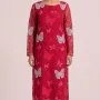 Glamorous Crimson Red Embroidered Lawn 2 Pcs Suit - Luxury Unstitched Summer Collection with White Cutwork Butterfly Patches for Women