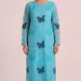 Charming Sky Blue Embroidered Lawn 2 Pcs Suit - Luxury Unstitched Summer Collection with Teal Blue Butterfly Patches for Women