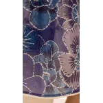 Graceful Off-White & Indigo Blue Embroidered Lawn 3 Pcs Suit - Luxury Unstitched Summer Collection with Silk Dupatta for Women