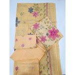 Vibrant Lemon Yellow Embroidered Lawn 3 Pcs Suit - Luxury Unstitched Summer Collection with Floral Dupatta for Women