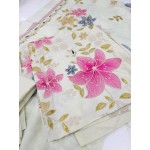 Elegant Off-White Embroidered Lawn 3 Pcs Suit - Luxury Unstitched Summer Collection with Floral Dupatta for Women