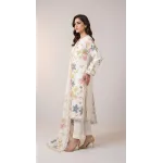Elegant Off-White Embroidered Lawn 3 Pcs Suit - Luxury Unstitched Summer Collection with Floral Dupatta for Women