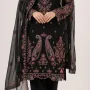 Elegant Black Embroidered Lawn 3 Pcs Suit - Luxury Unstitched Summer Collection with Net Dupatta for Women