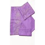 Elegant Lilac Embroidered Lawn 3 Pcs Suit - Luxury Unstitched Summer Collection with Organza Dupatta for Women