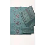 Luxury Emerald Green Embroidered Lawn 3 Pcs Suit - Premium Unstitched Summer Collection with Floral Organza Dupatta for Women