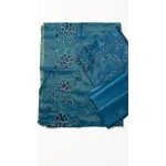 Luxury Teal Blue Embroidered Lawn 3 Pcs Suit - Premium Unstitched Summer Collection with Floral Organza Dupatta for Women