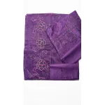 Luxury Plum Purple Embroidered Lawn 3 Pcs Suit - Premium Unstitched Summer Collection with Floral Organza Dupatta for Women