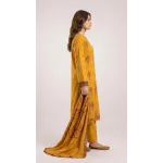 Elegant Mustard Yellow Embroidered Lawn 3 Pcs Suit - Luxury Unstitched Summer Collection with Scalloped Dupatta for Women