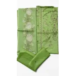 Elegant Mint Pistachio Green Embroidered Lawn 3 Pcs Suit - Luxury Unstitched Summer Collection with Organza Applique Dupatta for Women