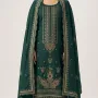 Elegant Dark Teal Green Embroidered Lawn 3 Pcs Suit - Luxury Unstitched Summer Collection with Scalloped Dupatta for Women