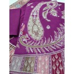 Royal Magenta Purple Embroidered Lawn 3 Pcs Suit - Luxury Unstitched Summer Outfit with Heritage Paisley Print Dupatta for Women
