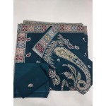 Deep Emerald Teal Embroidered Lawn 3 Pcs Suit - Luxury Unstitched Summer Outfit with Heritage Paisley Print Dupatta for Women