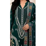 Deep Emerald Teal Embroidered Lawn 3 Pcs Suit - Luxury Unstitched Summer Outfit with Heritage Paisley Print Dupatta for Women