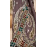 Luxury Dark Plum Embroidered Lawn 3 Piece Suit - Premium Unstitched Summer Dress with Big Paisley Daman & Block Pattern Dupatta