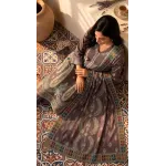 Luxury Dark Plum Embroidered Lawn 3 Piece Suit - Premium Unstitched Summer Dress with Big Paisley Daman & Block Pattern Dupatta