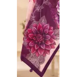Luxury Soft Lavender & Deep Plum Embroidered Lawn 3 Pc Suit - Unstitched Summer Outfit with Sheer Organza Neckline & Bold Floral Dupatta