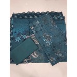 Premium Crimson Red Floral Embroidered Lawn 3 Pc Suit - Unstitched Summer Outfit with Cutwork Scallop Dupatta & Abstract Ikat Hemline