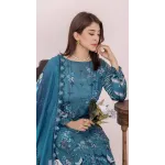 Premium Crimson Red Floral Embroidered Lawn 3 Pc Suit - Unstitched Summer Outfit with Cutwork Scallop Dupatta & Abstract Ikat Hemline
