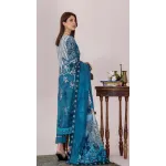 Premium Crimson Red Floral Embroidered Lawn 3 Pc Suit - Unstitched Summer Outfit with Cutwork Scallop Dupatta & Abstract Ikat Hemline