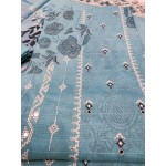 Premium Ferozi Sea Green Embroidered Lawn 3 Pc Suit - Unstitched Summer Dress with Luxury Scalloped Diamond Border Dupatta & Floral Prints