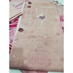 Luxury Rose Pink Unstitched Lawn 3 Piece Suit - Elegant Embroidered Neckline Dress with Magenta Floral Printed Scalloped Border Dupatta