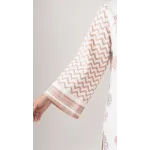 Luxury Off White & Rose Gold Printed Lawn 3 Pc Suit - Traditional Floral Unstitched Summer Dress with Peach Blossom Chiffon Dupatta