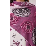 Elegant Alabaster & Plum Blossom Printed Lawn 3 Piece Suit - Unstitched Summer Ensemble with Dramatic Floral Grape Voile Dupatta