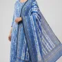 Premium Indigo Blue Tie Dye Printed Lawn 3 Pc Suit - Traditional Shibori Unstitched Summer Dress with Indigo Geometric Pattern Dupatta