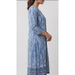 Premium Indigo Blue Tie Dye Printed Lawn 3 Pc Suit - Traditional Shibori Unstitched Summer Dress with Indigo Geometric Pattern Dupatta