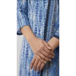 Premium Indigo Blue Tie Dye Printed Lawn 3 Pc Suit - Traditional Shibori Unstitched Summer Dress with Indigo Geometric Pattern Dupatta