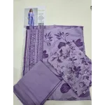 Premium Lavender Orchid Floral Printed Lawn 3 Pc Suit - Unstitched Summer Outfit with Airjet Doriya Dupatta & Dyed Trouser