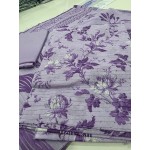 Premium Lavender Orchid Floral Printed Lawn 3 Pc Suit - Unstitched Summer Outfit with Airjet Doriya Dupatta & Dyed Trouser