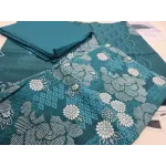 Premium Deep Teal Ocean Blue Printed Lawn 3 Pc Suit - Unstitched Summer Ensemble with Scallop Wave Voile Dupatta & Solid Dyed Trouser